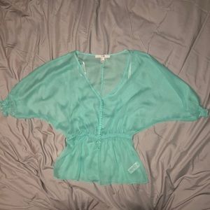 Forever 21 Mint Green Sheer Blouse, Size Small